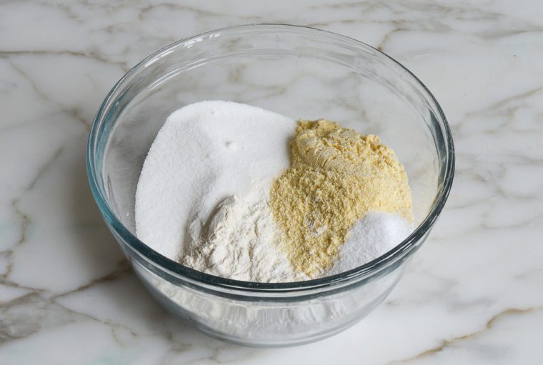 Spoon bread dry ingredients in a bowl.