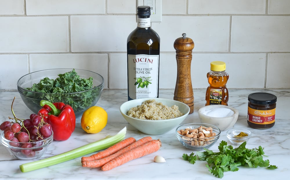 Autumn Kale and Quinoa Salad with Chutney Dressing Once Upon a Chef