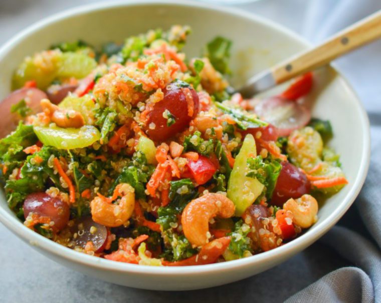 Autumn Kale and Quinoa Salad with Chutney Dressing