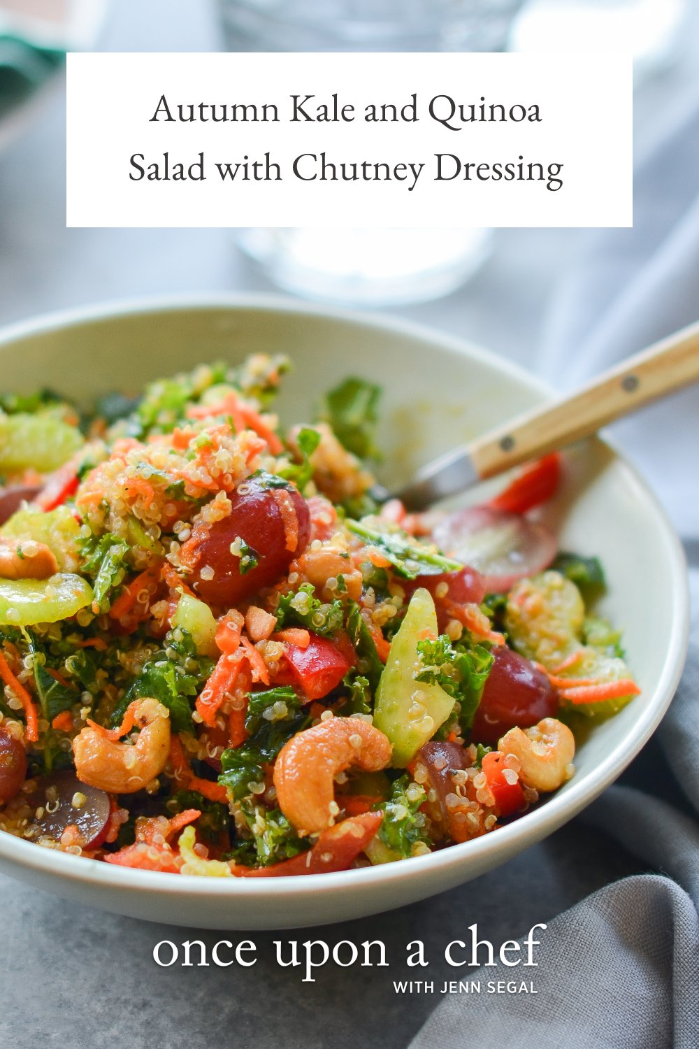 Autumn Kale and Quinoa Salad with Chutney Dressing Once Upon a Chef