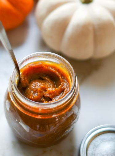 Jar of pumpkin butter.