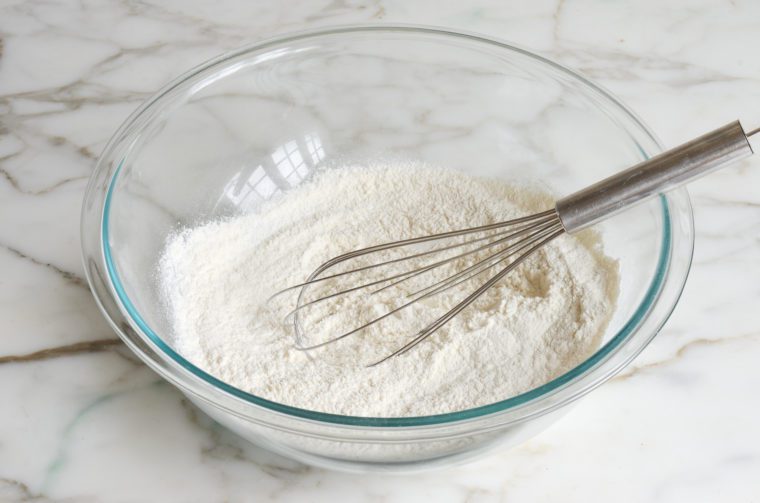 whisked dry ingredients for biscuit topping