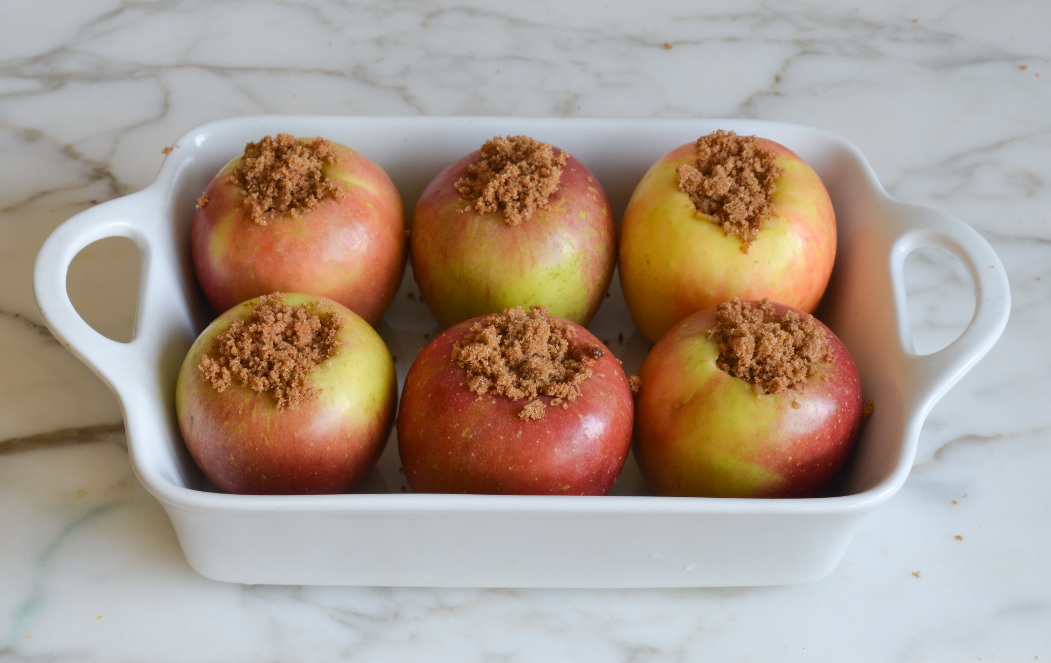 apples filled with brown sugar mixture