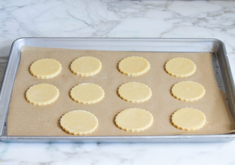 linzer cookies on baking sheet