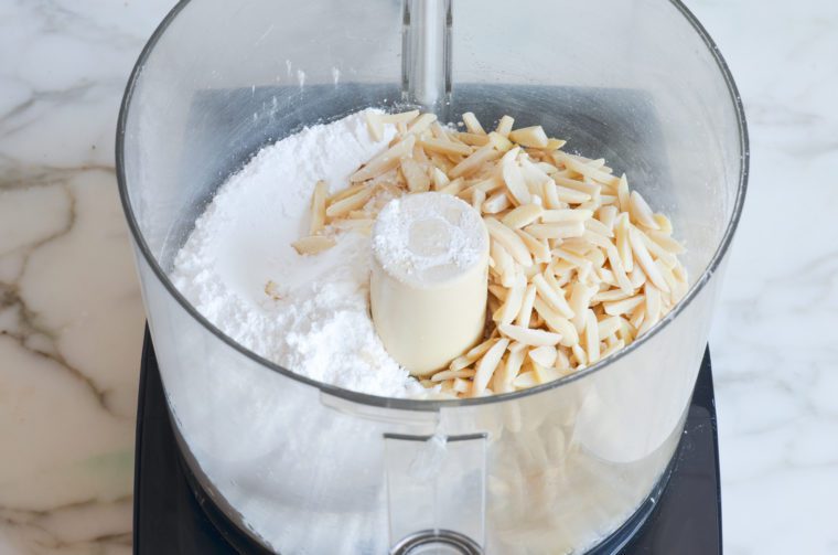 almonds and sugar in food processor