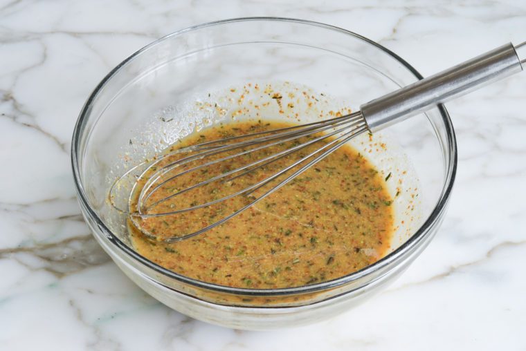 whisked marinade in bowl