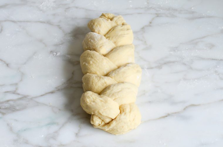 Braided brioche dough.