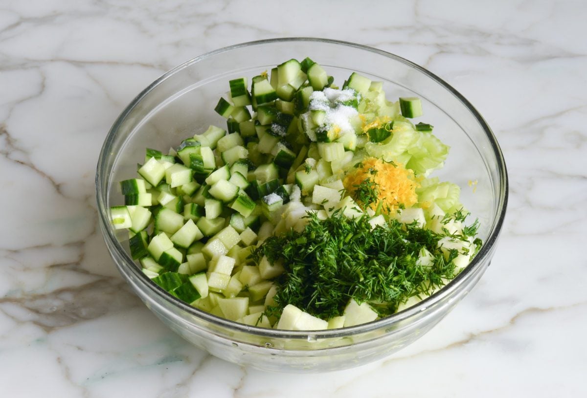 chopped ingredients in bowl