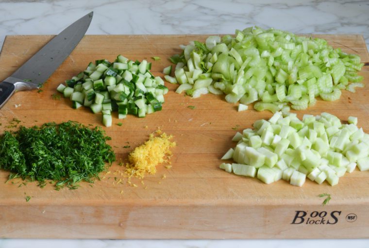 chopped ingredients on cutting board