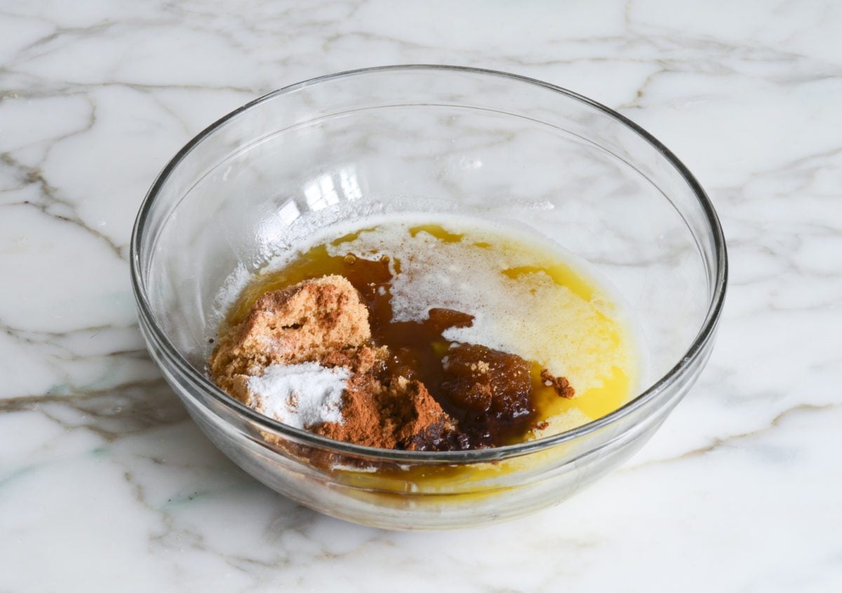 sticky bun filling ingredients in bowl 