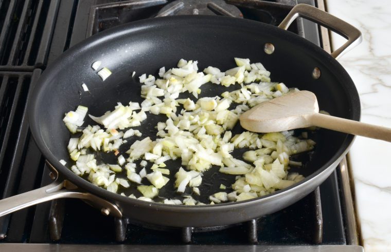 cooking onions in skillet
