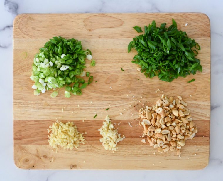 mise en place for egg roll in a bowl