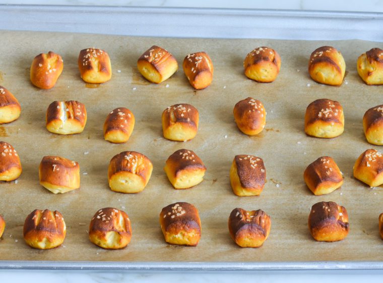 baked pretzel bites fresh out of the oven