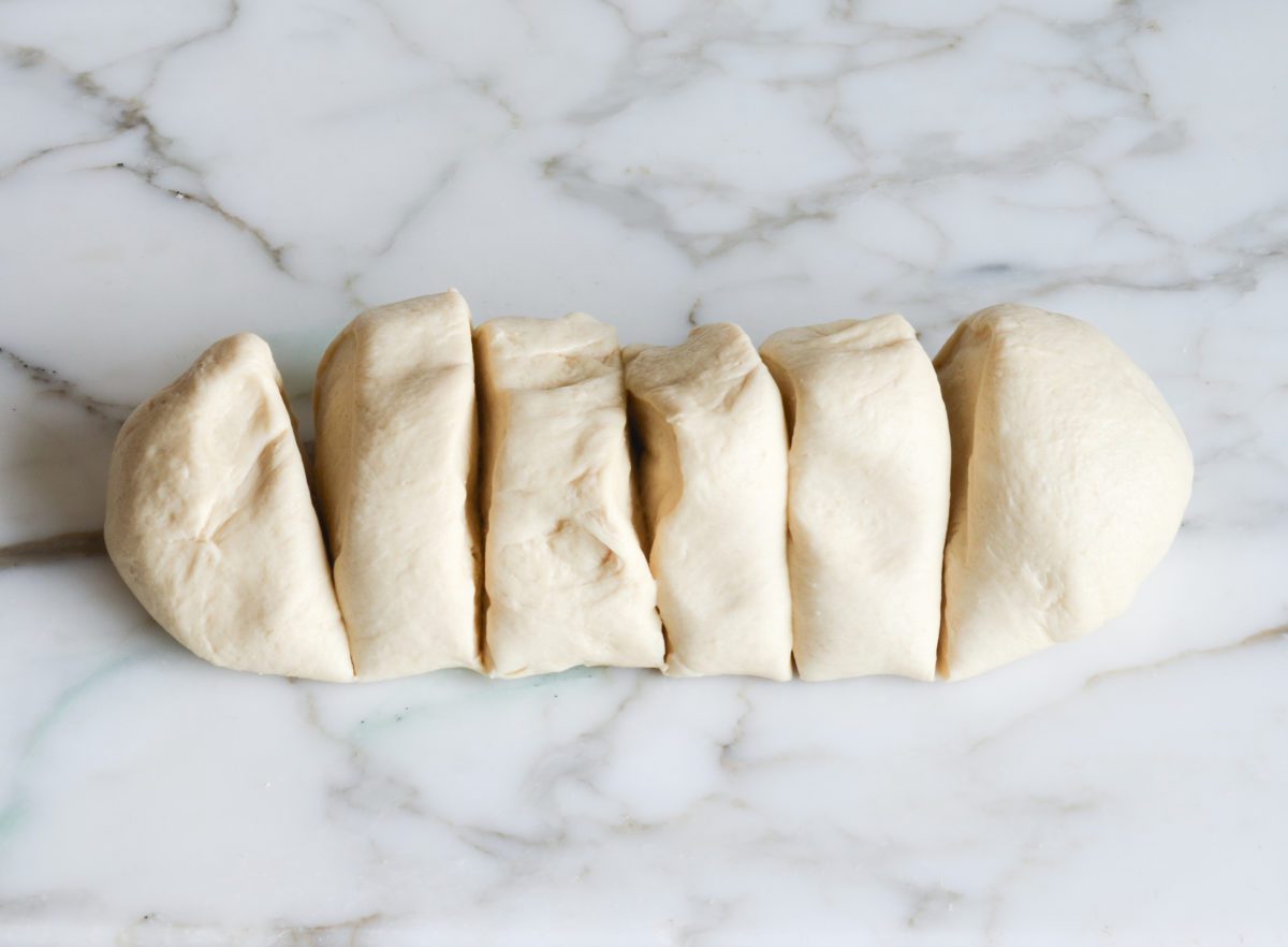 pretzel dough cut into sixths