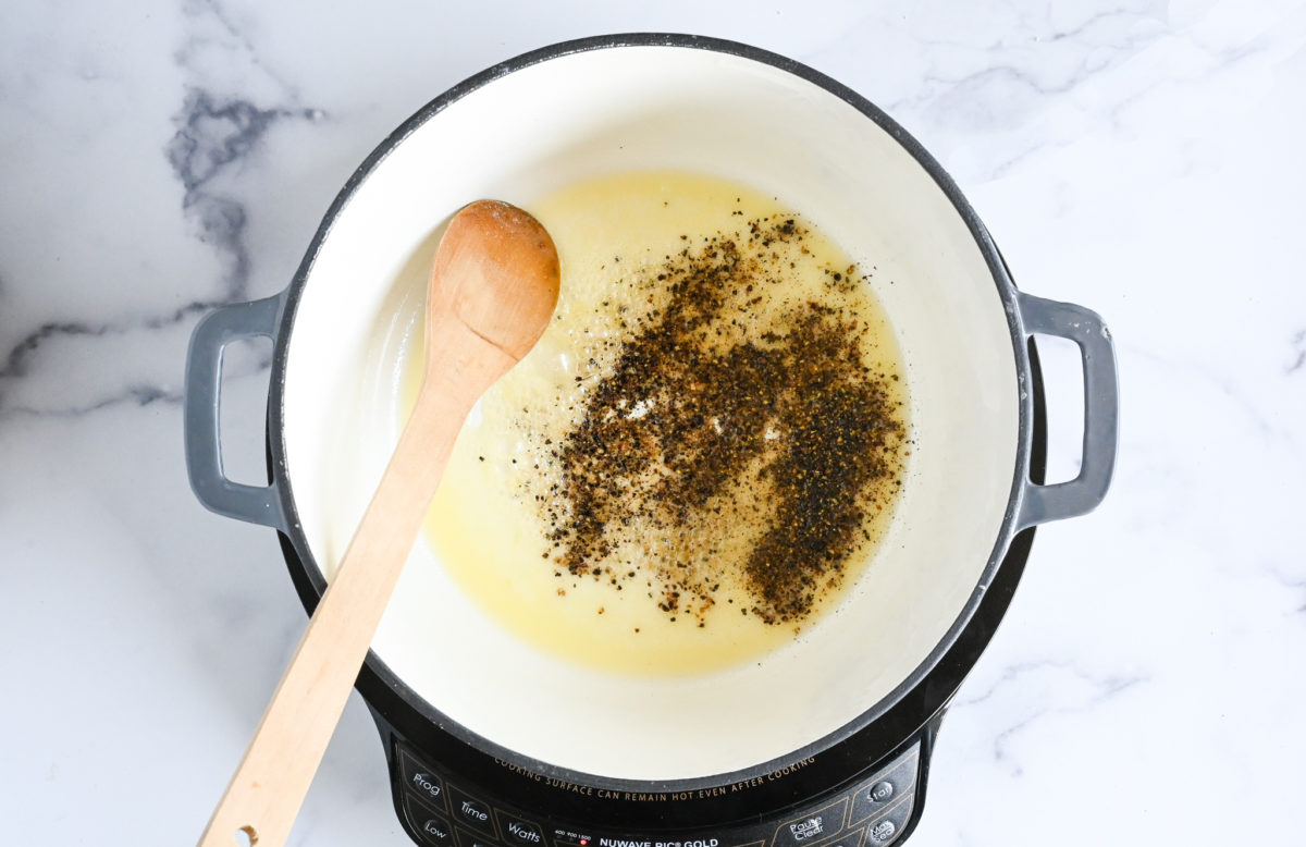 butter and pepper in pot