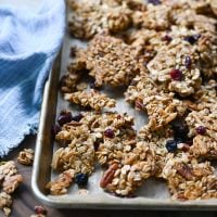 granola on baking sheet
