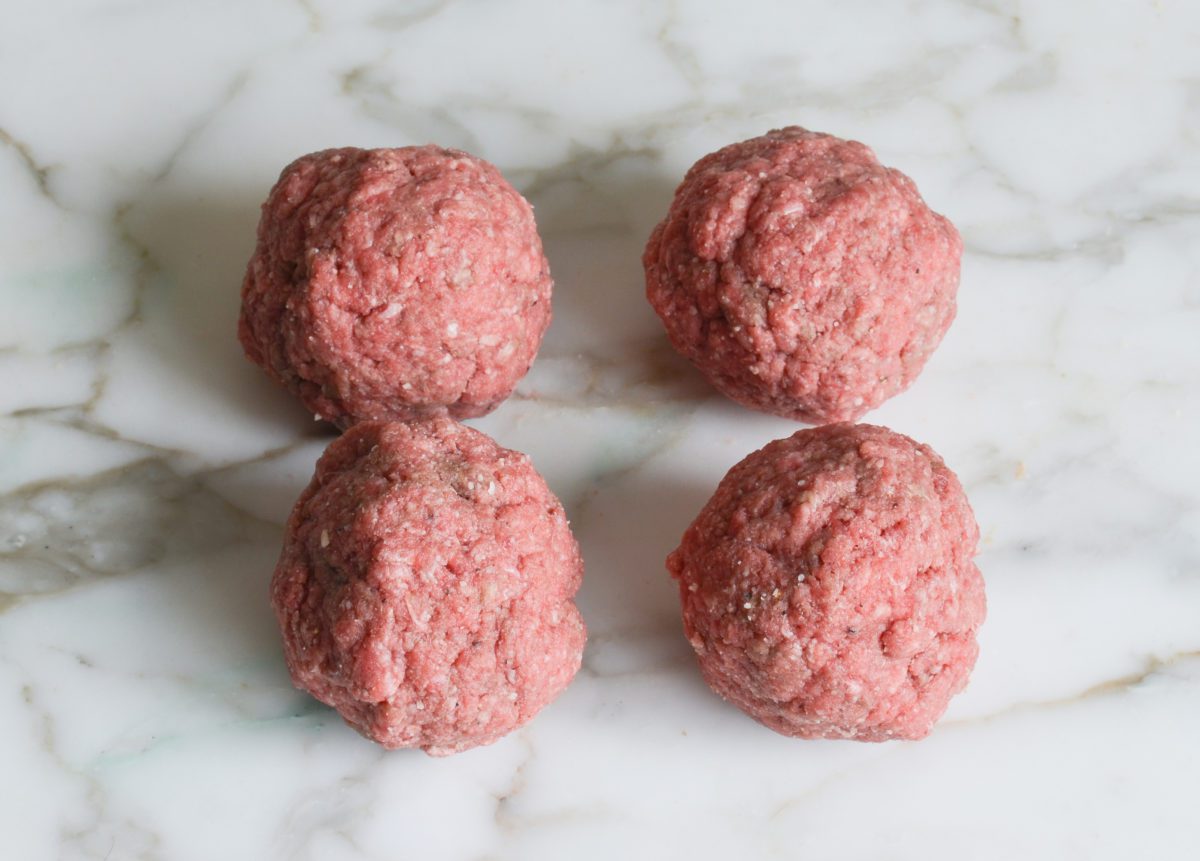forming the meat into balls
