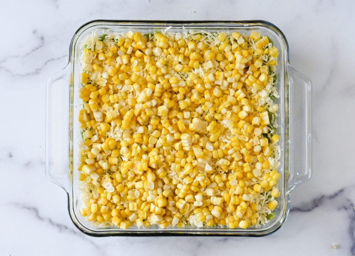 corn layer in serving dish.
