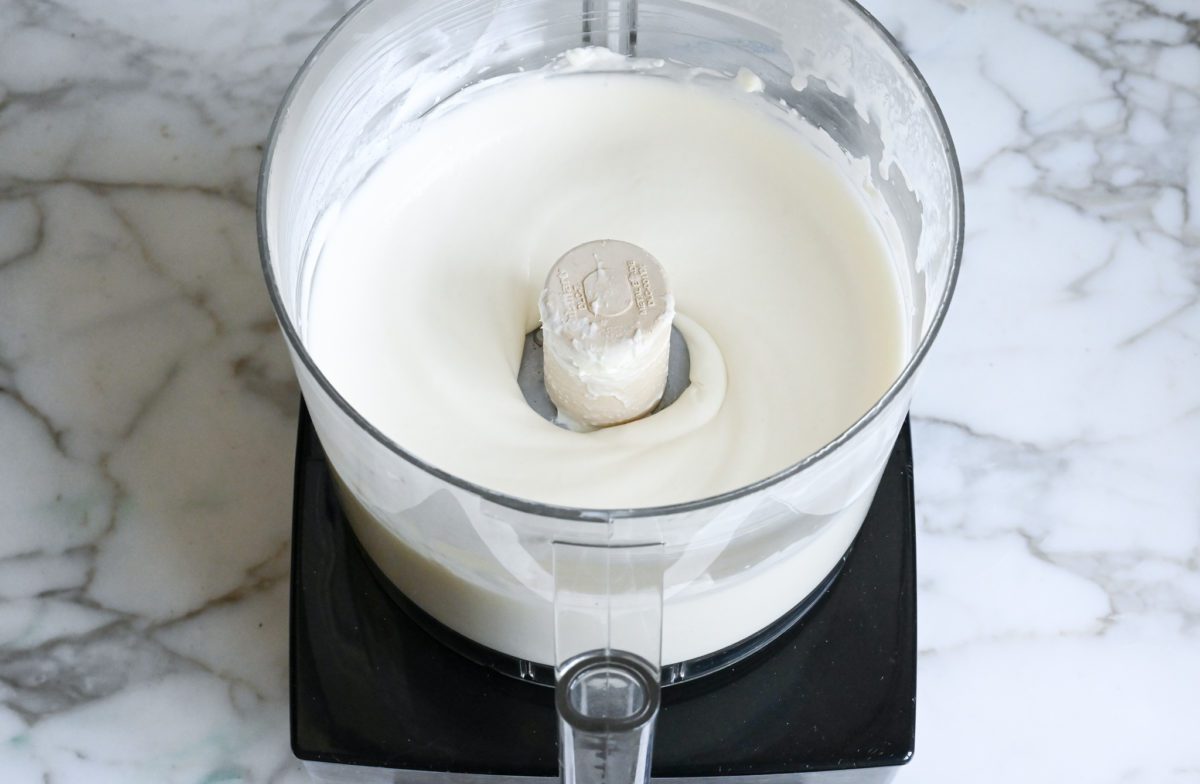 whipped ice cream base in food processor