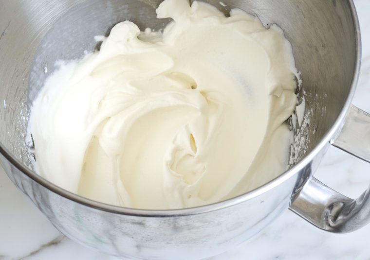 perfect whipped cream in mixing bowl
