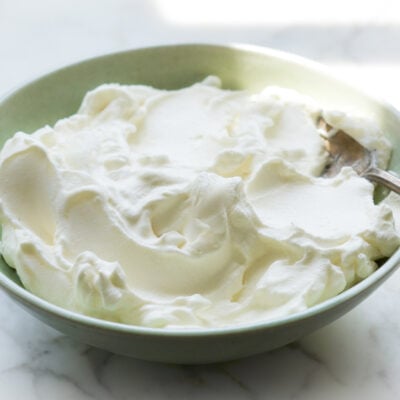 bowl of whipped cream with spoon