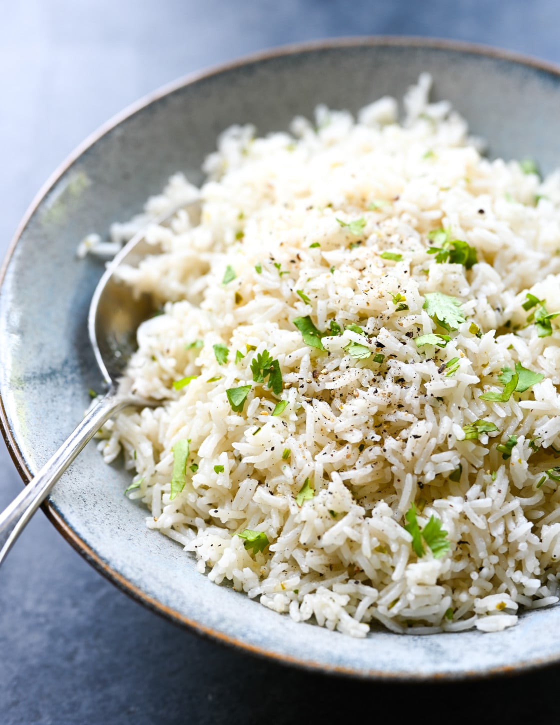 Bowl of cilantro lime rice.