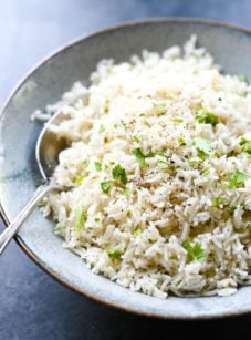 Bowl of cilantro lime rice.