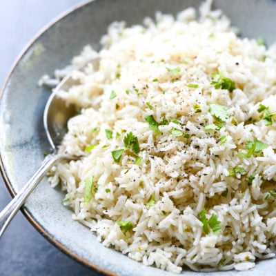 Bowl of cilantro lime rice.