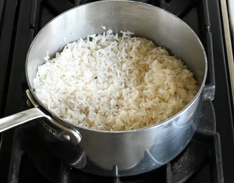 cooked rice in pot