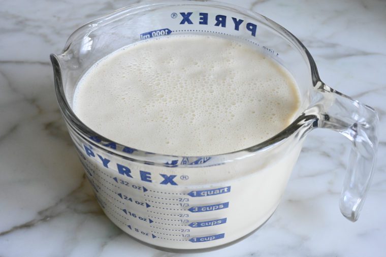 crepe batter in large measuring cup 