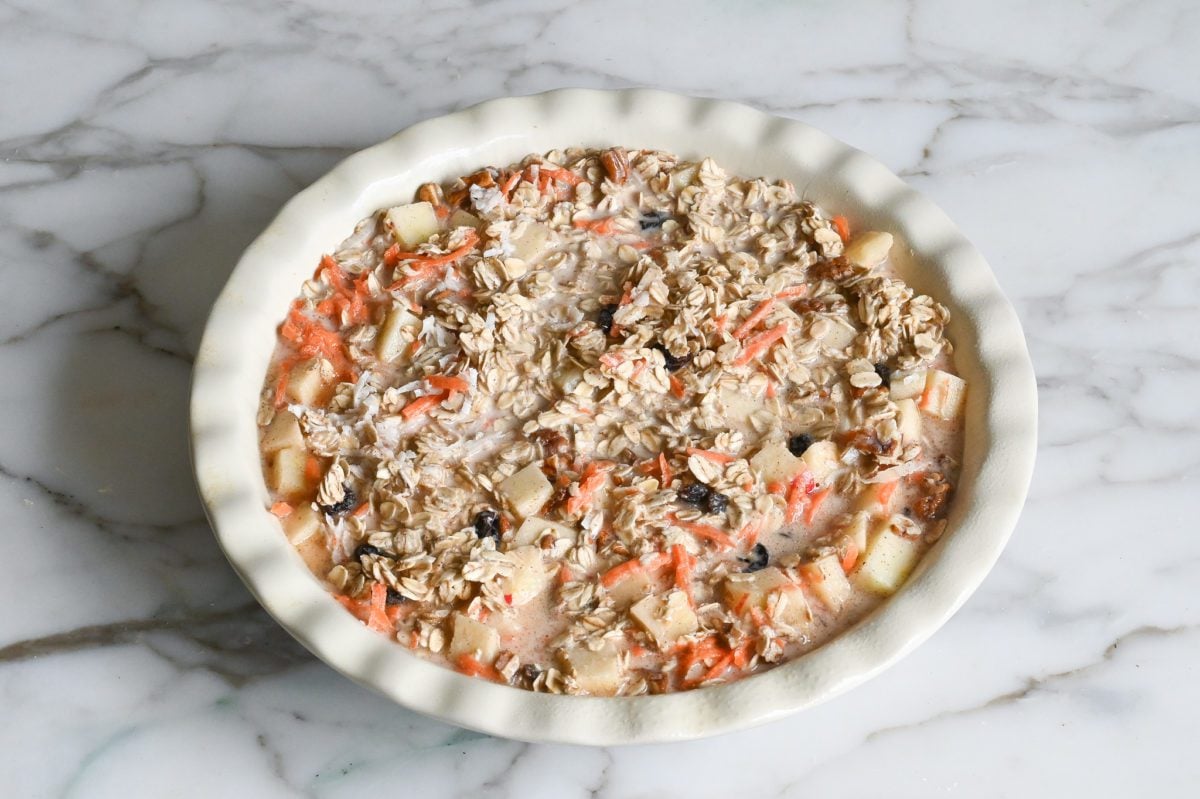 mixture in pie plate 