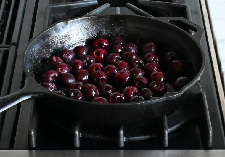 cherries in skillet