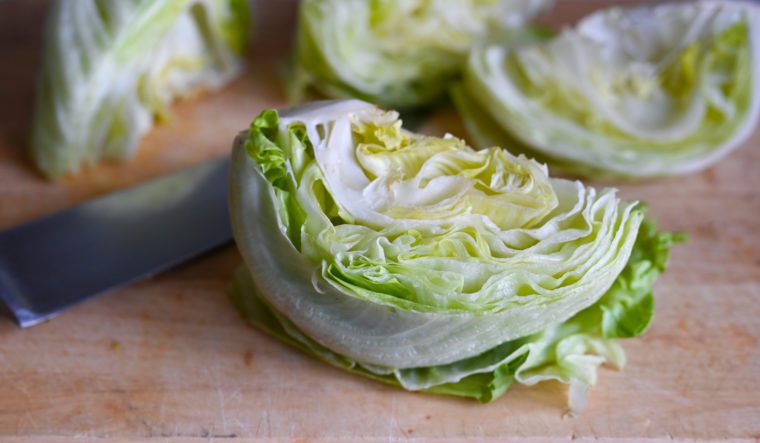 cutting lettuce into wedges