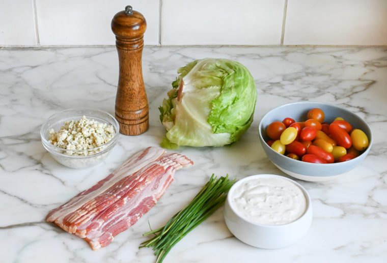 ingredients to make wedge salad with blue cheese dressing