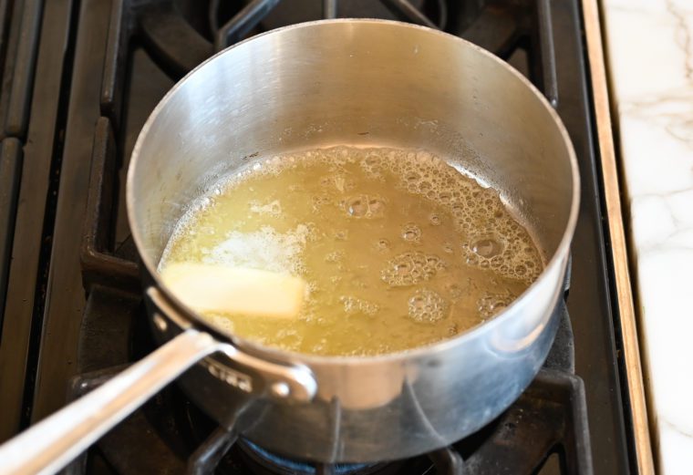 melting the butter in a sauce pan