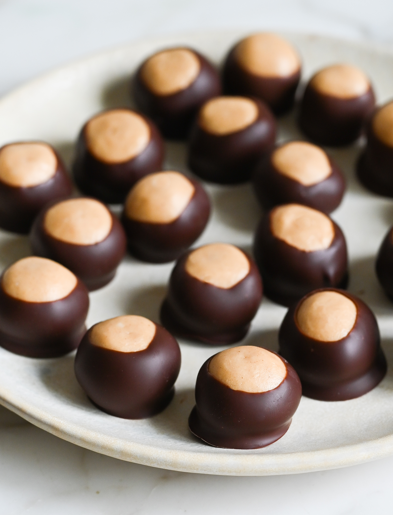 Sweet Food, Three Round Chocolate Candy Balls Or Chocolate Bonbons