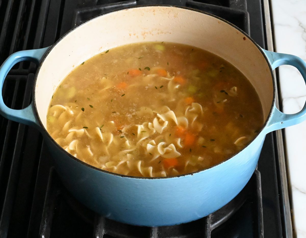 noodle added to the chicken soup broth.