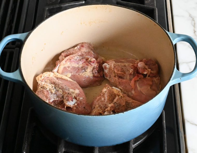 browning the chicken in a dutch oven