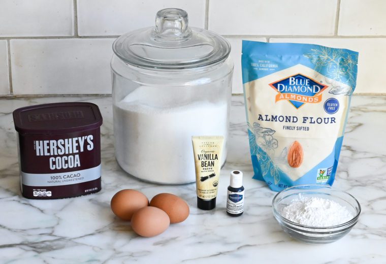 ingredients to make chocolate macarons