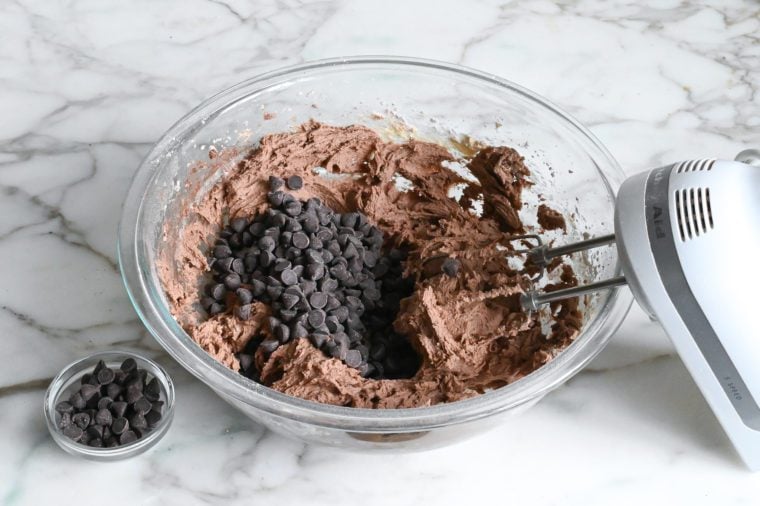 adding in the chocolate chips