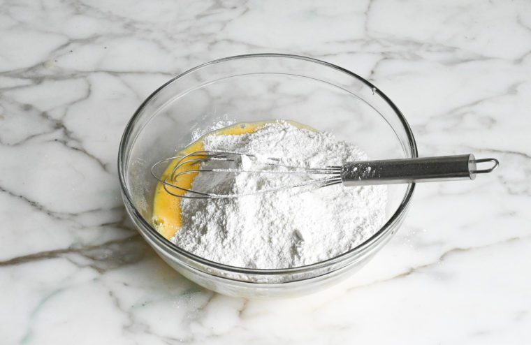 whisked eggs with dry ingredients added