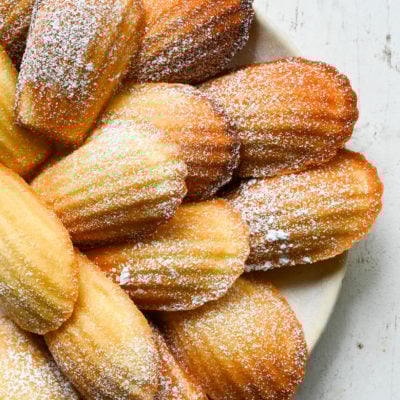 Madeleines on a plate.