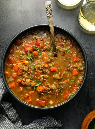 bowl of lentil soup.