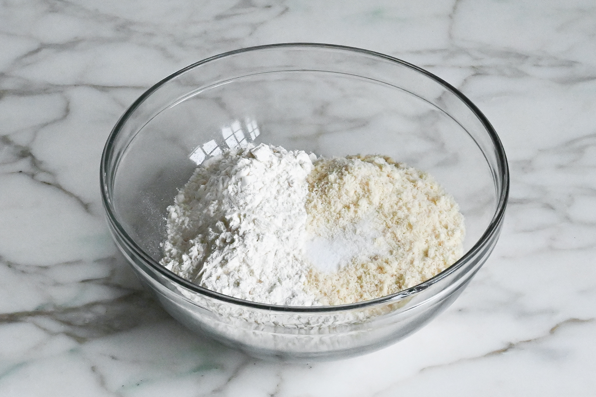 flour, almond flour and salt in bowl