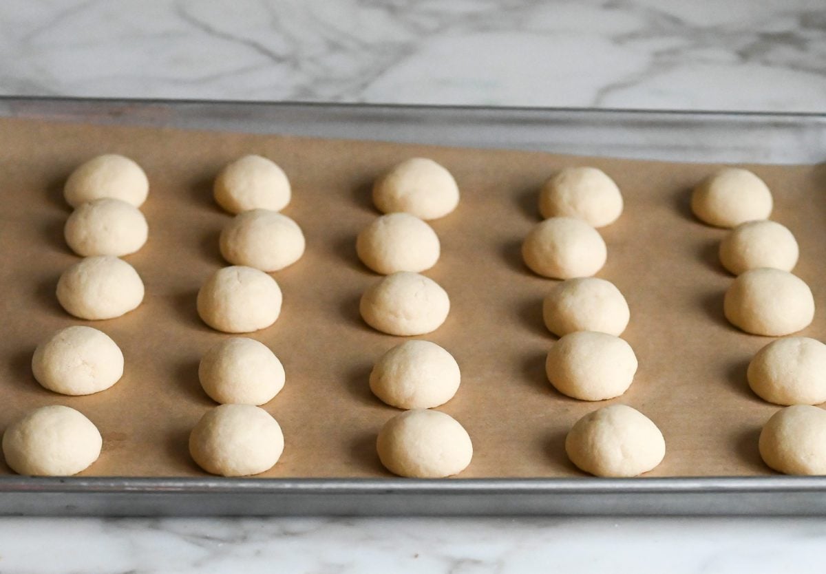 snowball cookies fresh out of the oven