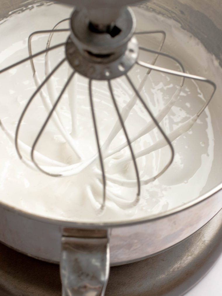 whipping egg white and sugar mixture