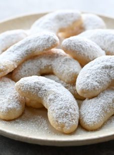Viennese Crescent Cookies on plate