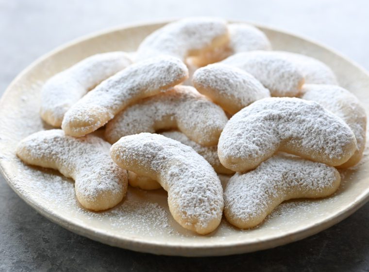 Viennese Crescent Cookies on plate