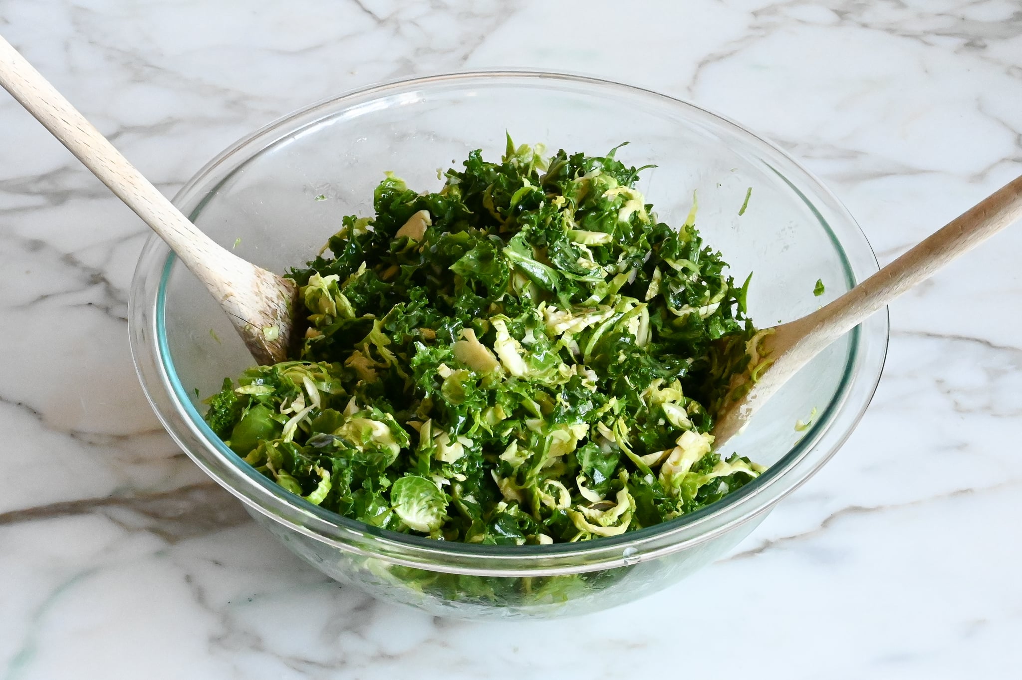 Kale, Brussels Sprouts & Dried Cranberry Salad with HoneyDijon