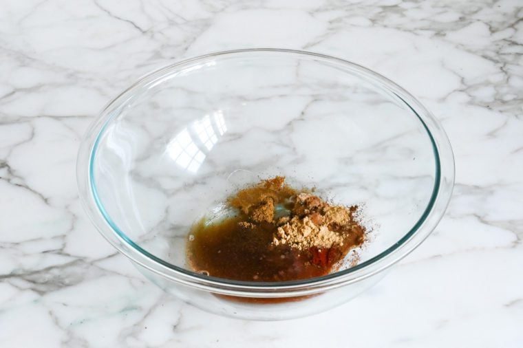 spiced nuts seasoning and sugars in bowl 